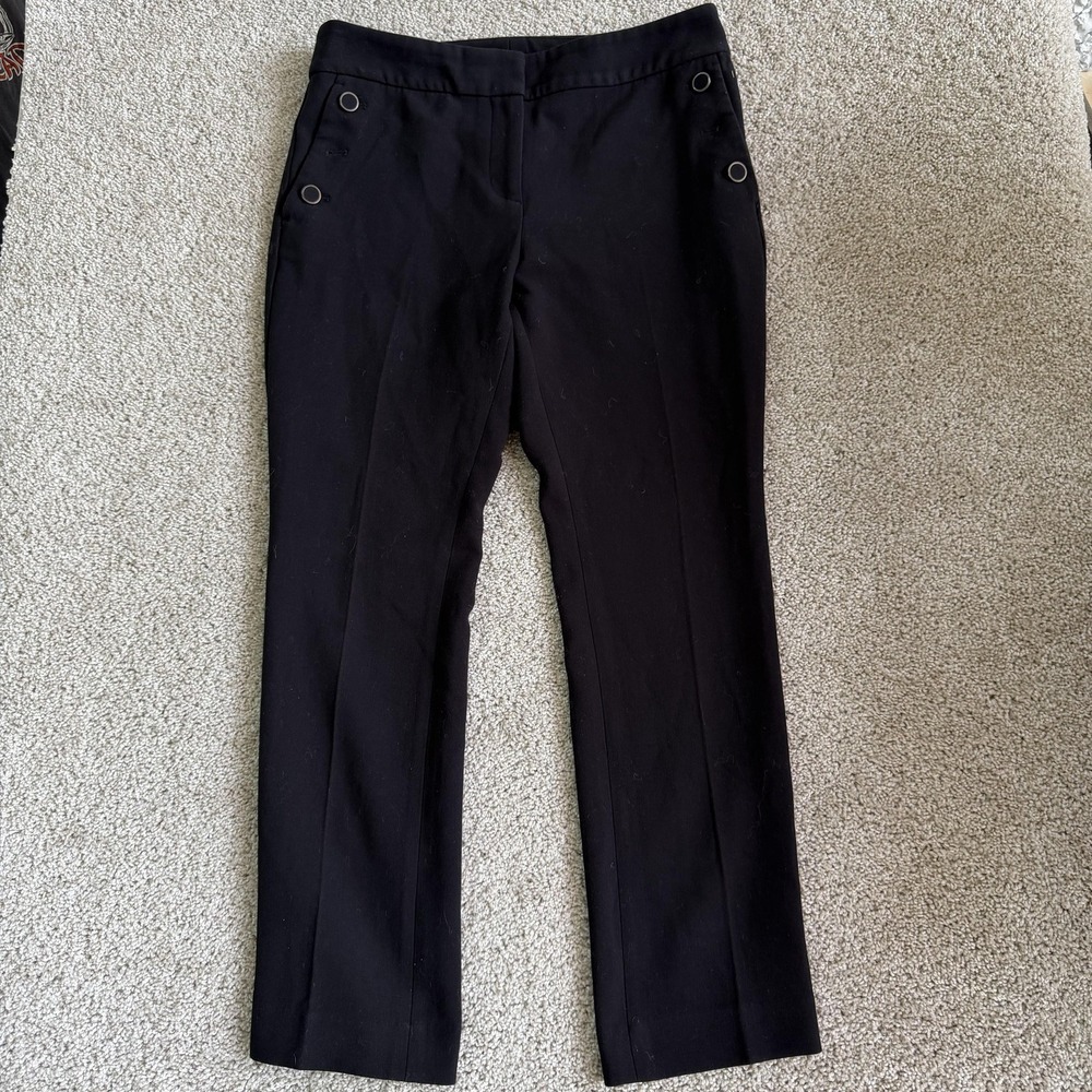Ann Taylor Factory Dress Pants Womens 8P Black Straight Leg Stretch Workwear